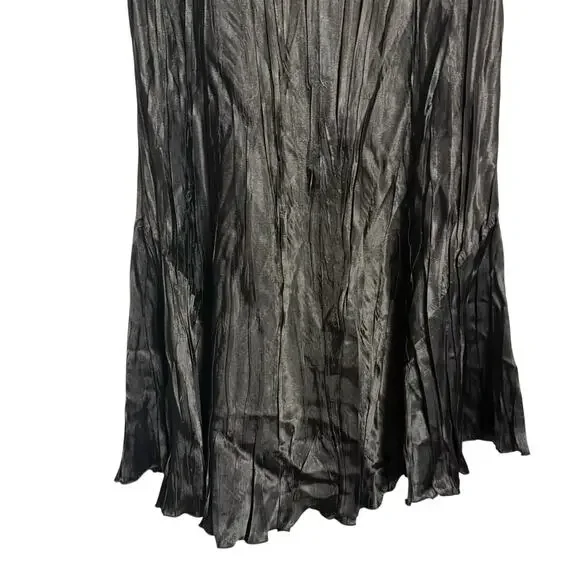 Komarov Black Crinkled Sleeveless Knee Length Fit & Flare Cocktail Dress Large - Picture 6 of 11